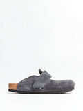 Loma Suede Leather Narrow Shoes in Charcoal