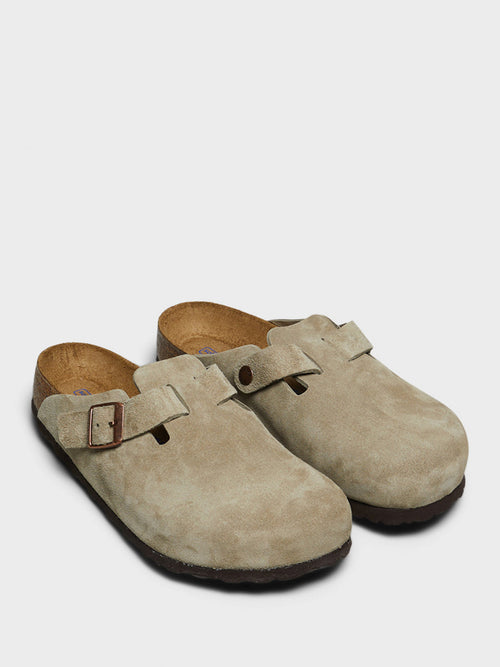 Boston Suede Regular Soft Footbed Sandals in Taupe