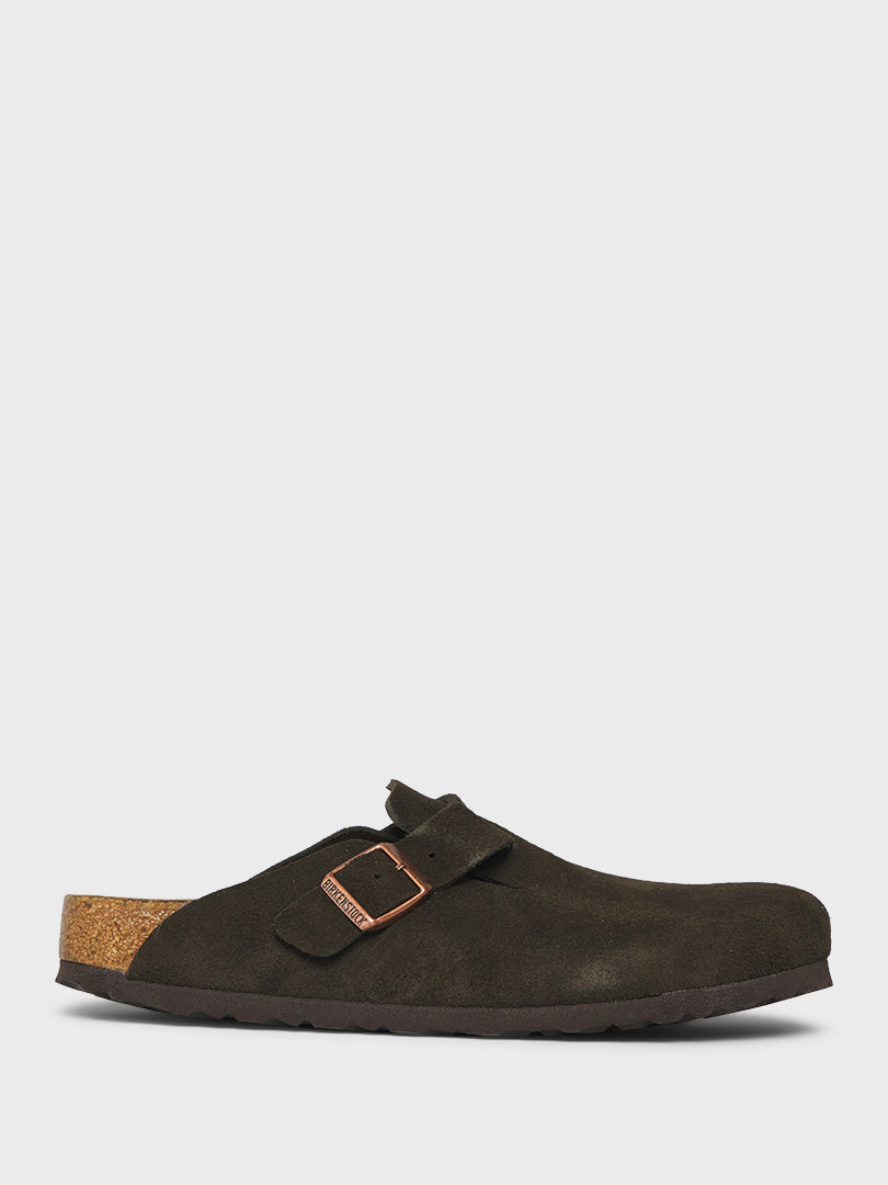 Boston Suede Narrow Soft Footbed Sandals in Mocha