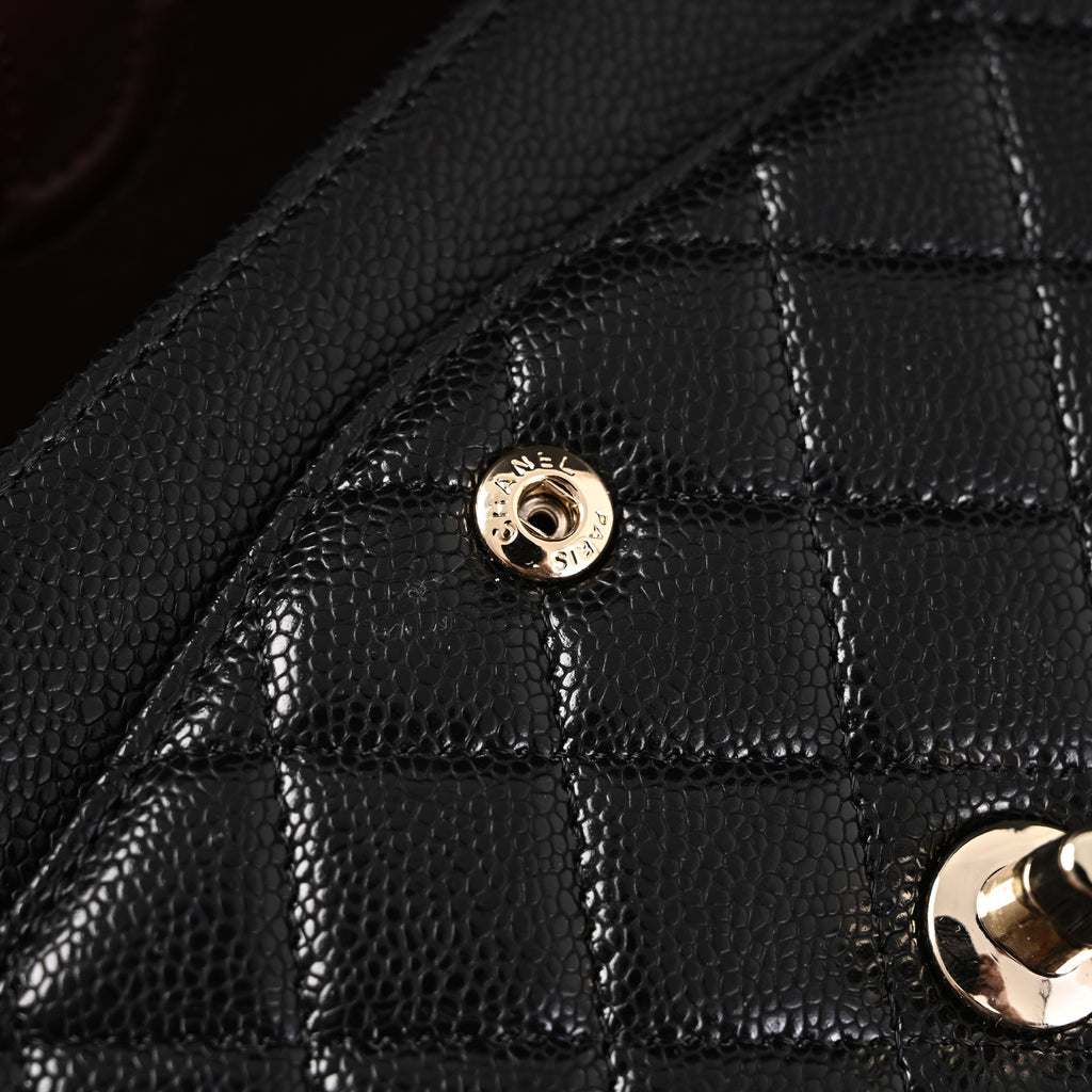 Chanel Classic Flap Bag – Black Quilted Caviar Leather with Gold-Tone Hardware
