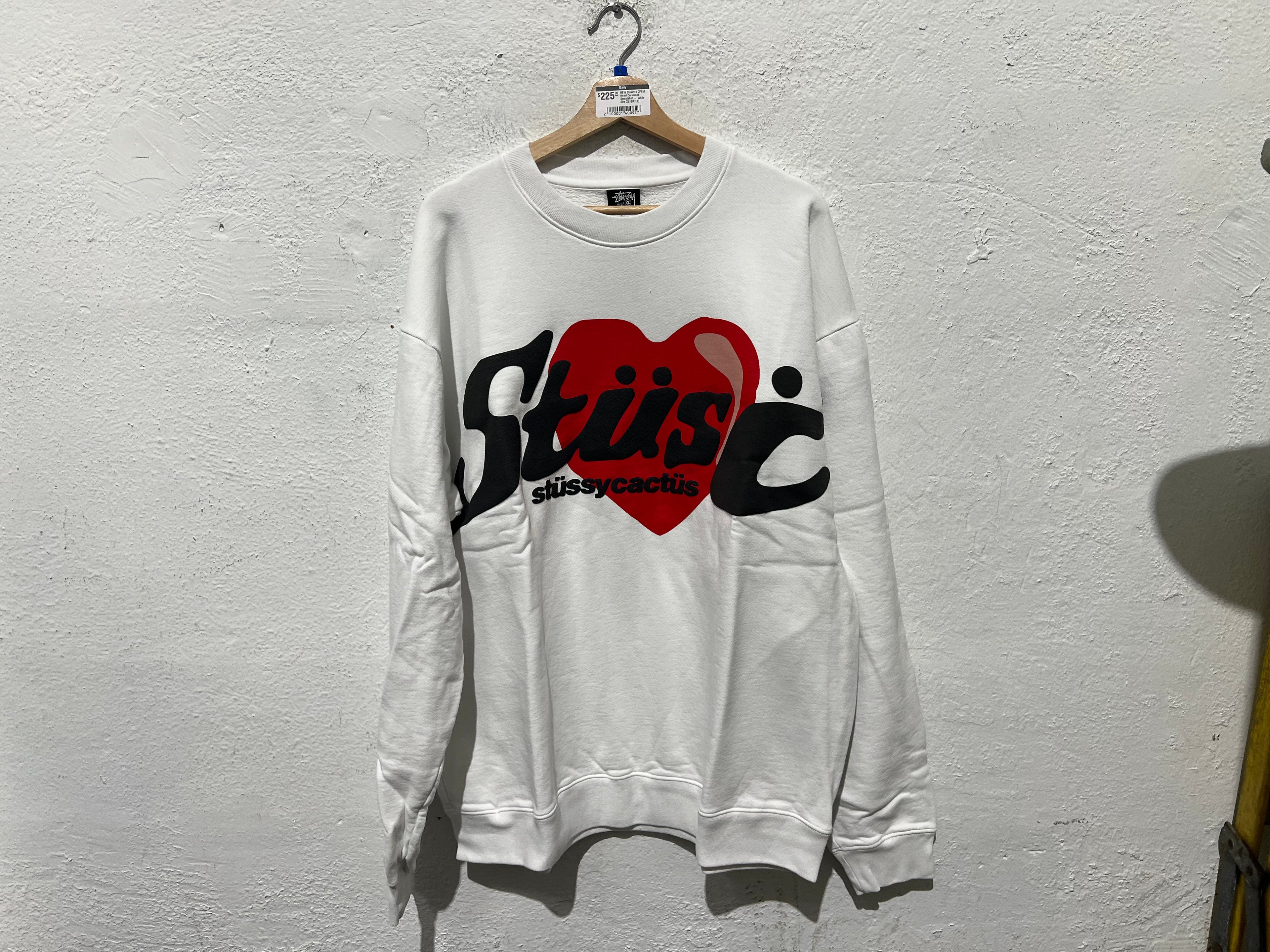 Stussy x CPFM Heart Crewneck Sweatshirt - White Size XL