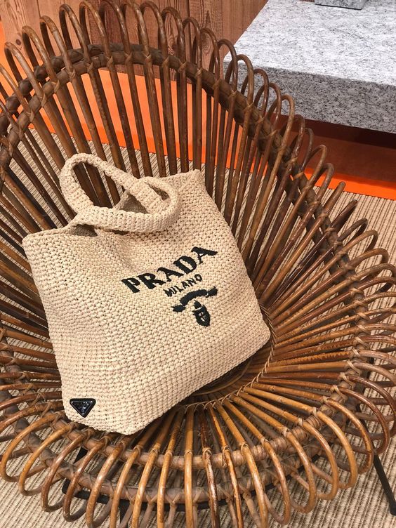 Prada Raffia Bag Handbag Beach Bag for Summer