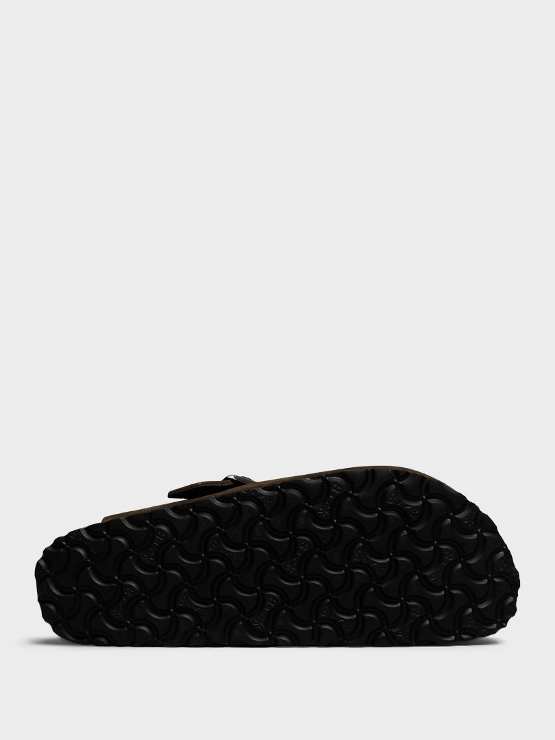 Boston Suede Narrow Soft Footbed Sandals in Carafe Tonal