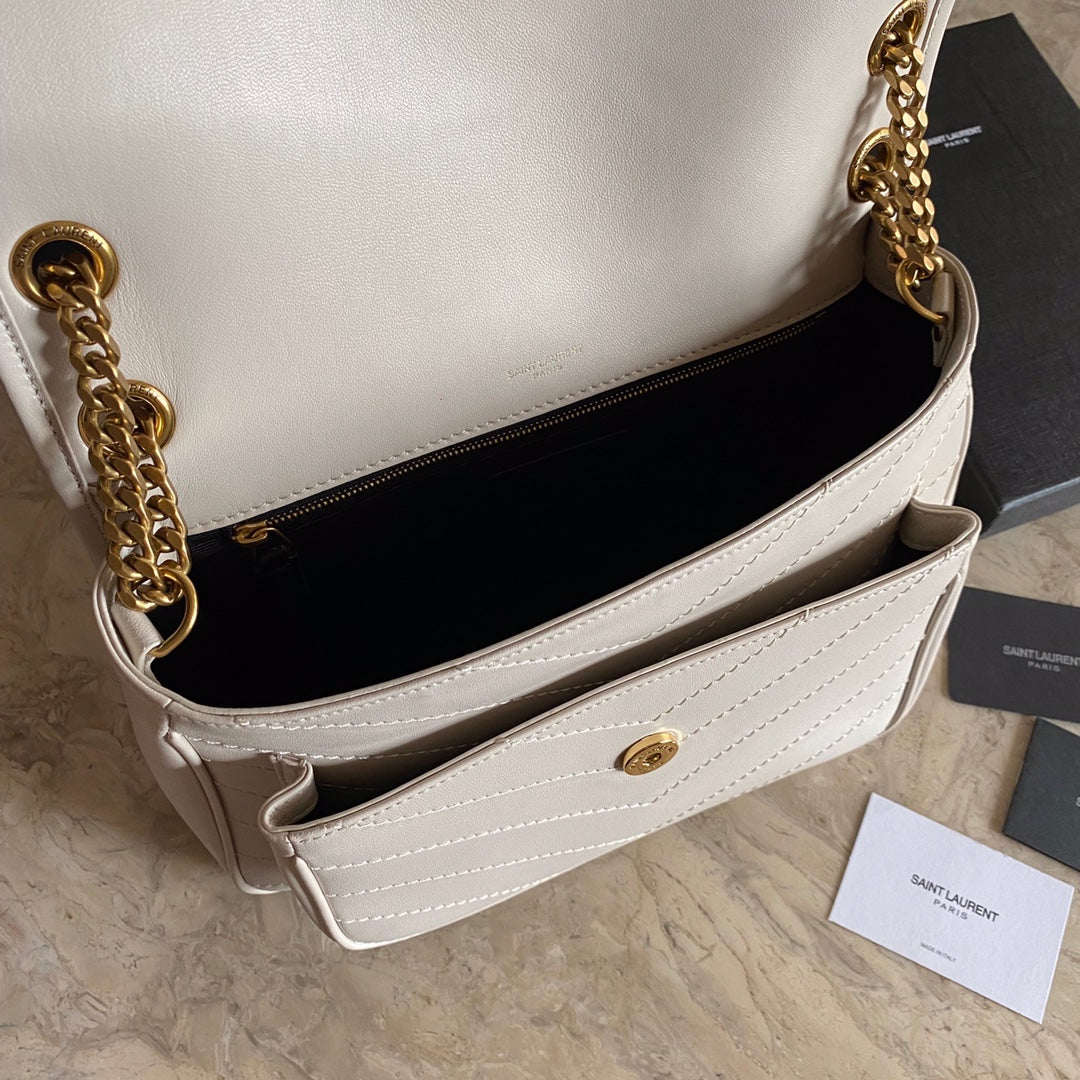 YSL Niki Medium Chain Bag In Lambskin Blanc Vintage - 28 X 20 X 8,5 CM