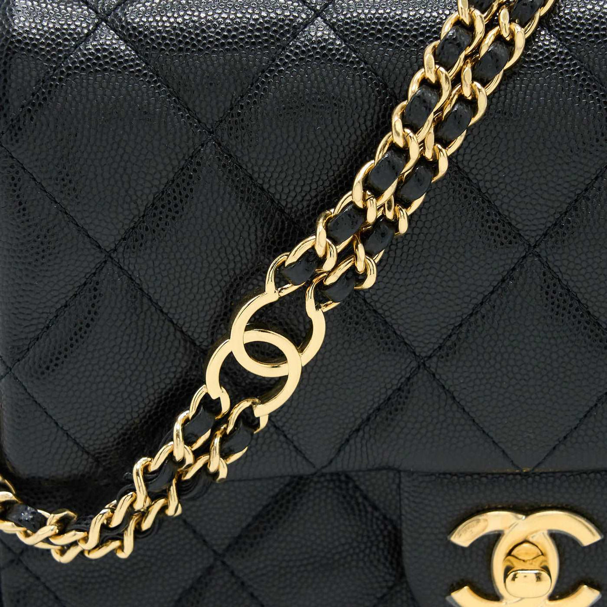 Chanel 23c Mini Flap Bag Chain Grained Calfskin Black