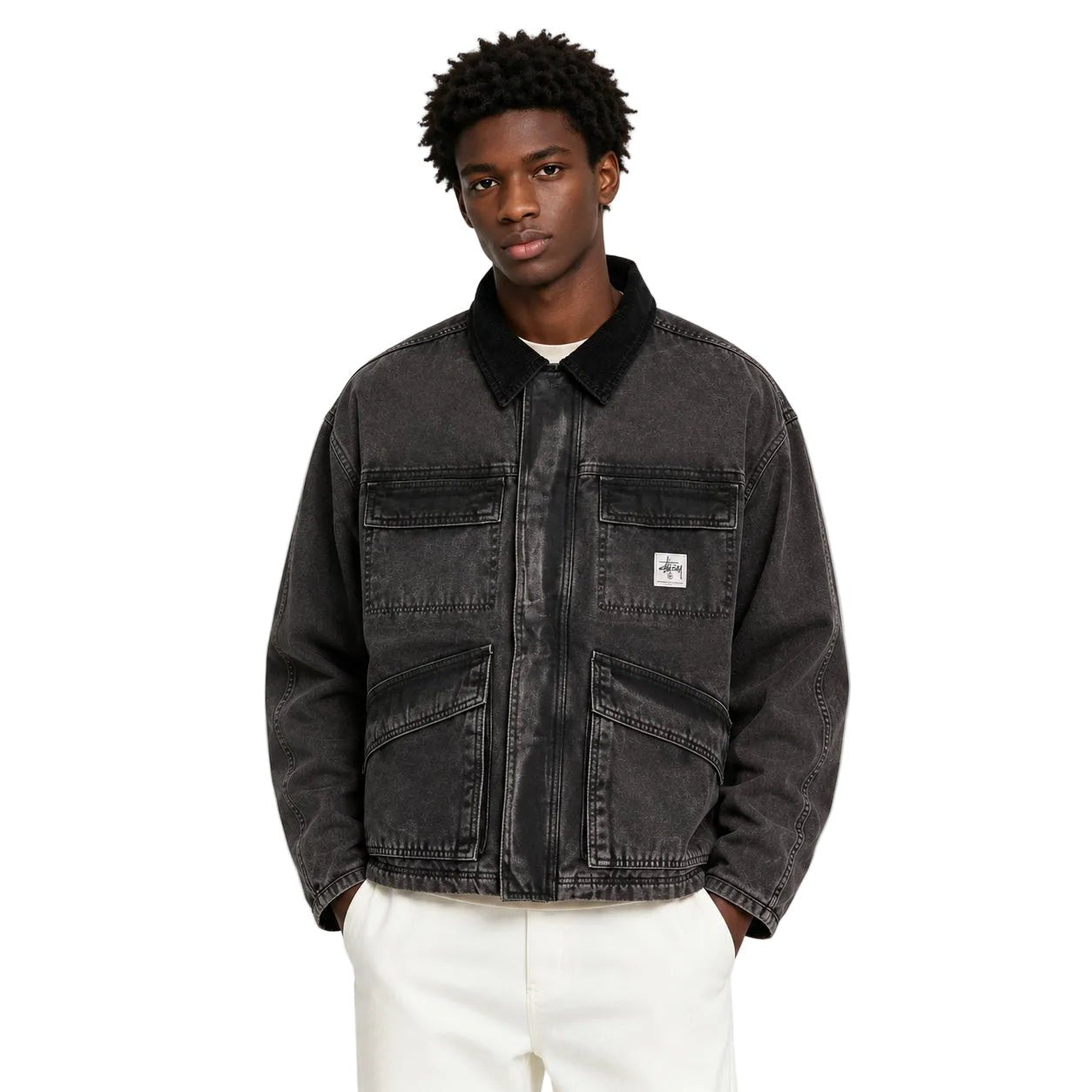 Stussy Washed Canvas Shop Jacket  Black